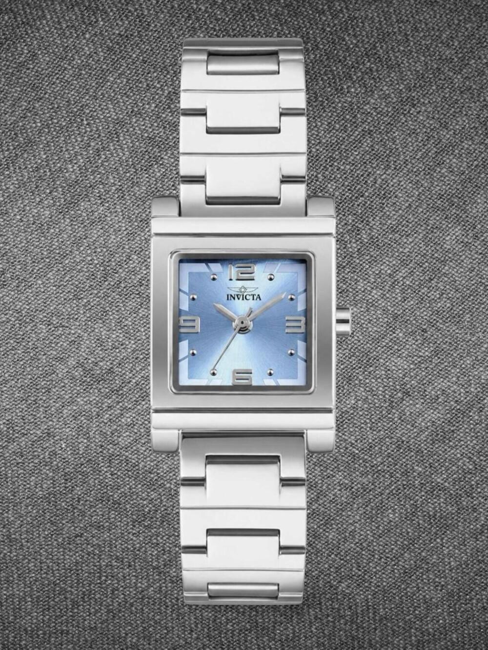 Invicta Angel 70243 Silver Blue Dial Square Watch
